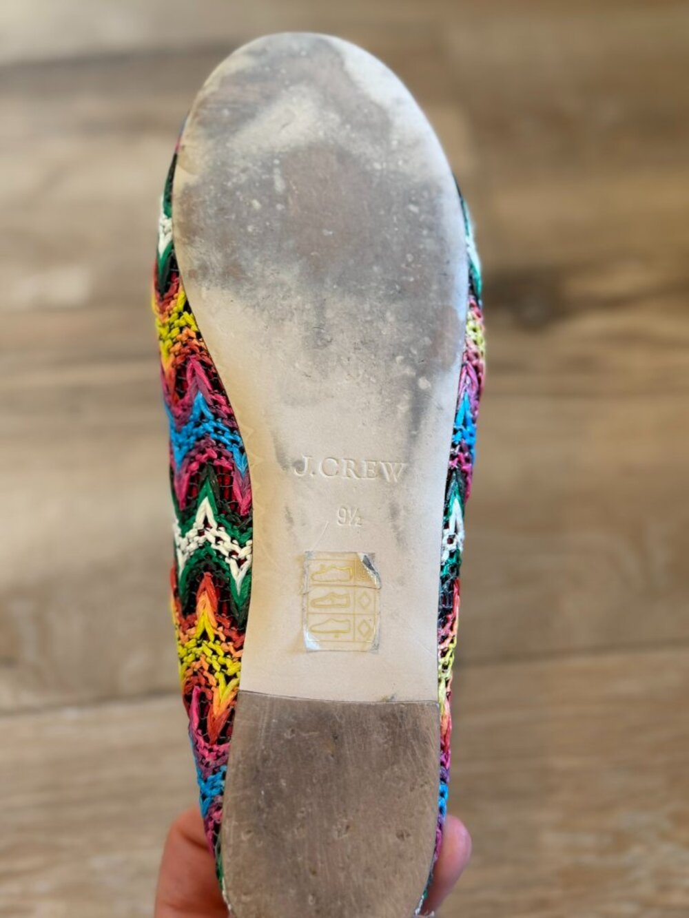 J Crew Evie Ballet Flats in Zig Zag Raffia, Sz 9.5 - Picture 6 of 10
